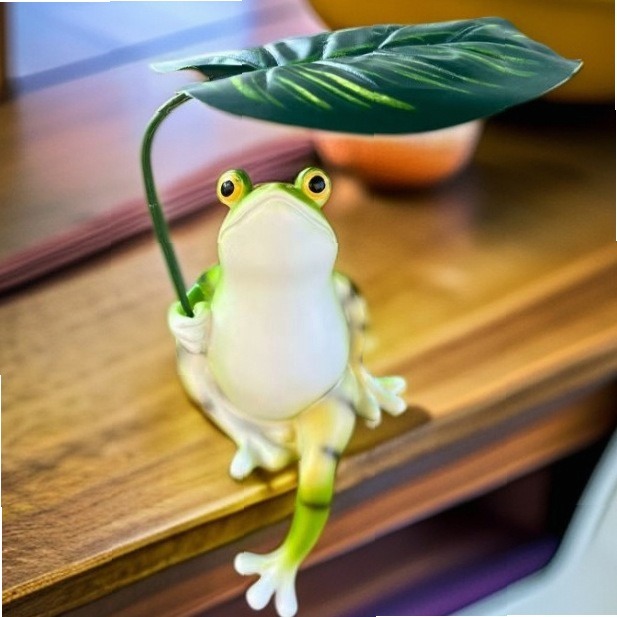 Fish Aquarium Home - Creative Umbrella Frog Garden Statue Resin